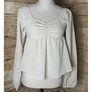 PLANT GOLD FLOWY CROPPED FUN BABYDOLL SEXY GIRL NEXT DOOR BLOUSE SIZE XS